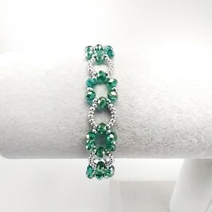 Handmade Crystal glass Bracelet  lEmerald color Sparkle‎ green